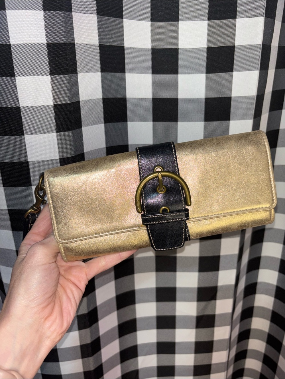 Coach Soho Metallic Gold Leather Wallet/Wristlet Clutch Y2K 2003 - Picture 2 of 8